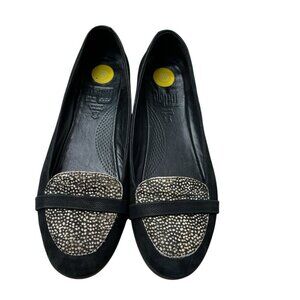 Fit Flop Loafer Black Calf Hair Slip On Leather Comfort Flat Shoes EU 38 US 7.5